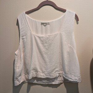 Abercrombie & Fitch Linen Blend Square Neck Crop Top White XL Beach Coastal Boho